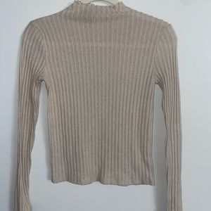 Nude high neck long sleeve shirt